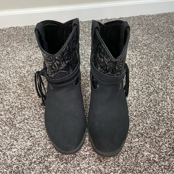 Dingo Valerie Paisley Black Silver Western Booties Floral Leather Women’s 8.5 - Picture 2 of 8